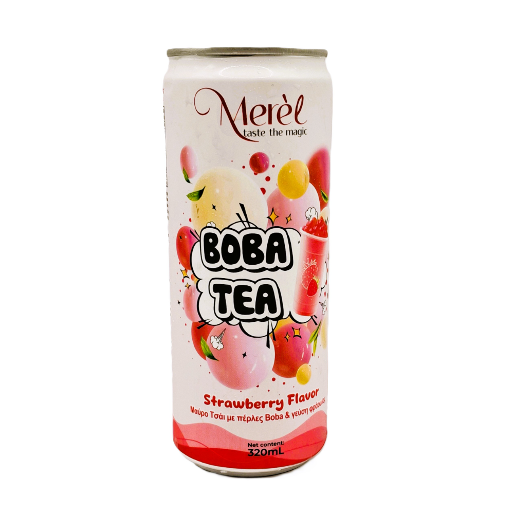 11-002751-1000 MEREL BOBA TEA STRAWBERRY FLAVOUR 320ml - Image 1